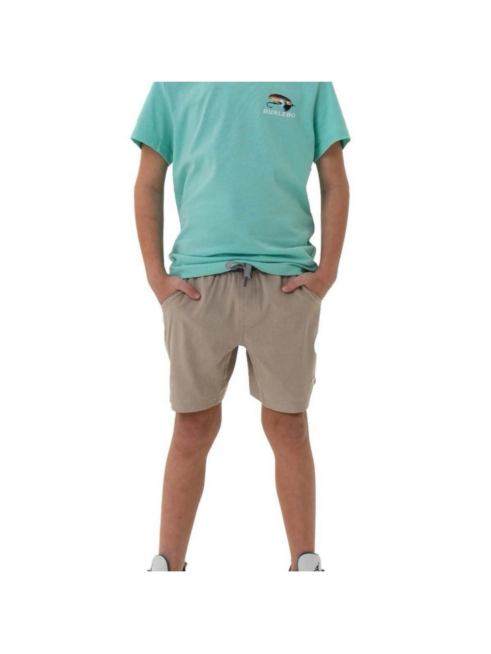 BURLEBO Kids Tan Drawstring Athletic Shorts
